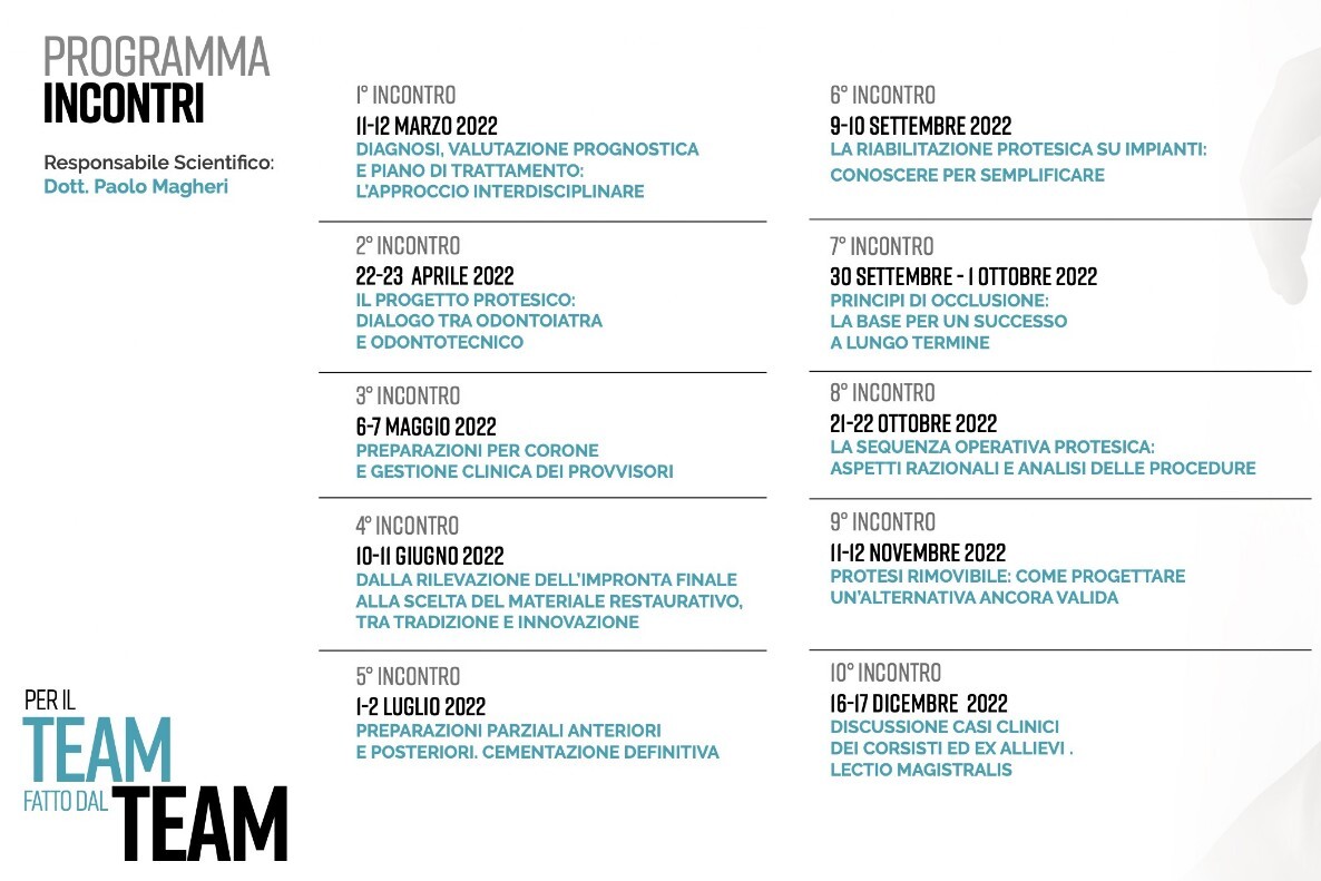 Programma incontri corso protesi Programma incontri corso protesi